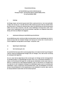 2023 - Entsprechenserklärung der Geschäftsführung und des Aufsichtsrates der Thüringer Energie- und GreenTech-Agentur (ThEGA) gemäß des Public Corporate Governance Kodex des Freistaates Thüringen.