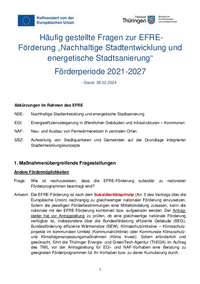 EFRE-FAQs Energetische Stadtsanierung 2021-2027