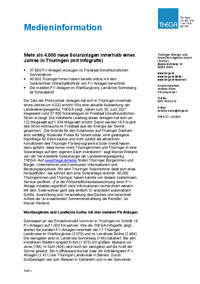 Mehr als 4.000 neue Solaranlagen innerhalb eines Jahres in Thüringen (mit Infografik)