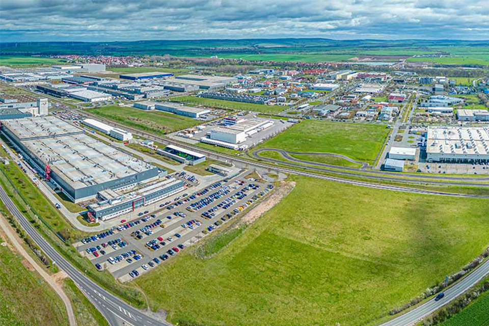 Gewerbegebiet Arnstadt Luftaufnahme eines Gewerbegebietes in der Nähe von Arnstadt in Thüringen